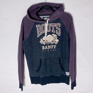 Roots Heathered Purple & Charcoal Grey Pullover  Hoodie M